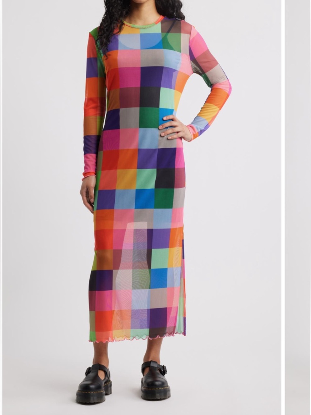Dressed in LALA Mad About You Long Sleeve Mesh Midi Dress